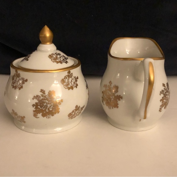 VINTAGE HAND PAINTED PORCELAINE DE FRANCE CREAM AND SUGAR SET - Picture 6 of 16